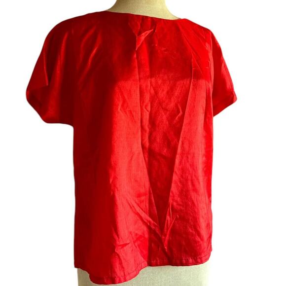 Red Satin-Like Vintage Blouse - Picture 1 of 6
